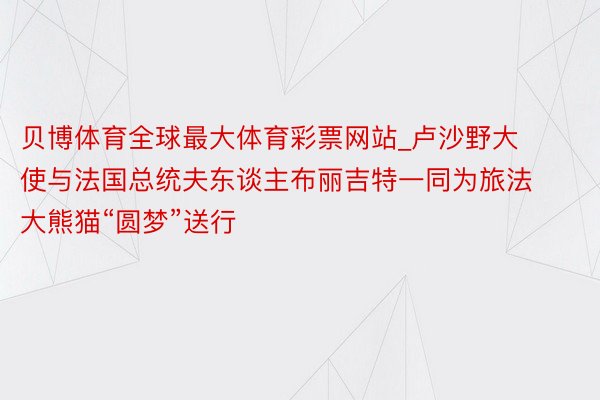 贝博体育全球最大体育彩票网站_卢沙野大使与法国总统夫东谈主布丽吉特一同为旅法大熊猫“圆梦”送行