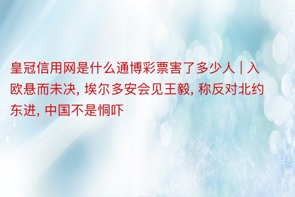 皇冠信用网是什么通博彩票害了多少人 | 入欧悬而未决, 埃尔多安会见王毅, 称反对北约东进, 中国不是恫吓