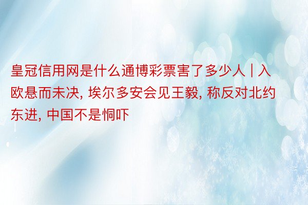 皇冠信用网是什么通博彩票害了多少人 | 入欧悬而未决， 埃尔多安会见王毅， 称反对北约东进， 中国不是恫吓