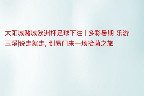 太阳城赌城欧洲杯足球下注 | 多彩暑期 乐游玉溪|说走就走, 到易门来一场拾菌之旅