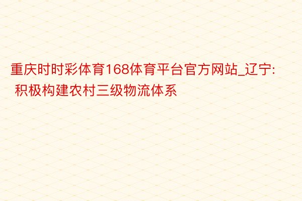 重庆时时彩体育168体育平台官方网站_辽宁: 积极构建农村三级物流体系