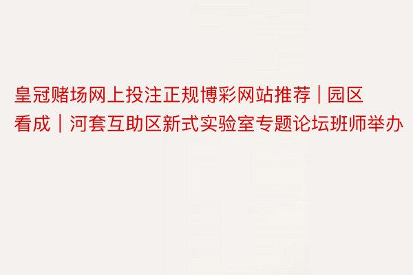 皇冠赌场网上投注正规博彩网站推荐 | 园区看成｜河套互助区新式实验室专题论坛班师举办
