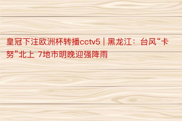 皇冠下注欧洲杯转播cctv5 | 黑龙江：台风“卡努”北上 7地市明晚迎强降雨