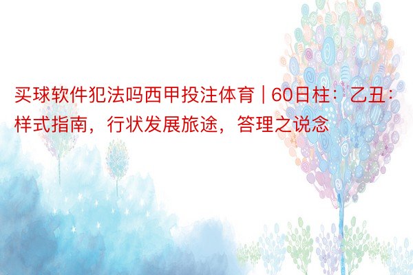 买球软件犯法吗西甲投注体育 | 60日柱：乙丑：样式指南，行状发展旅途，答理之说念