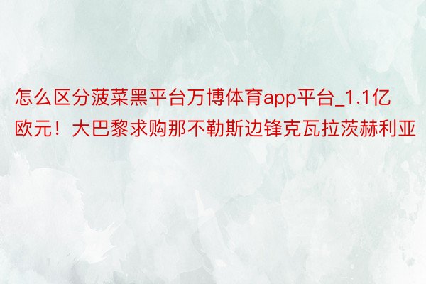 怎么区分菠菜黑平台万博体育app平台_1.1亿欧元！大巴黎求购那不勒斯边锋克瓦拉茨赫利亚