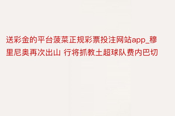 送彩金的平台菠菜正规彩票投注网站app_穆里尼奥再次出山 行将抓教土超球队费内巴切