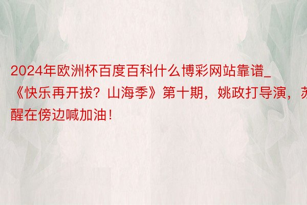 2024年欧洲杯百度百科什么博彩网站靠谱_《快乐再开拔？山海季》第十期，姚政打导演，苏醒在傍边喊加油！
